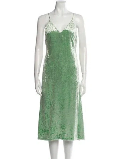 Pre-owned Jil Sander V-neck Midi Length Dress In Green
