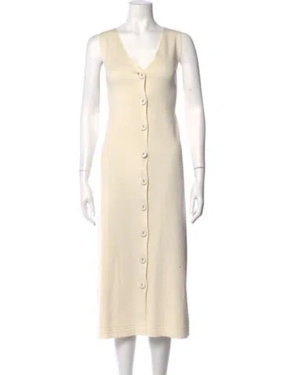 Pre-owned Jil Sander V-neck Midi Length Dress In Neutral