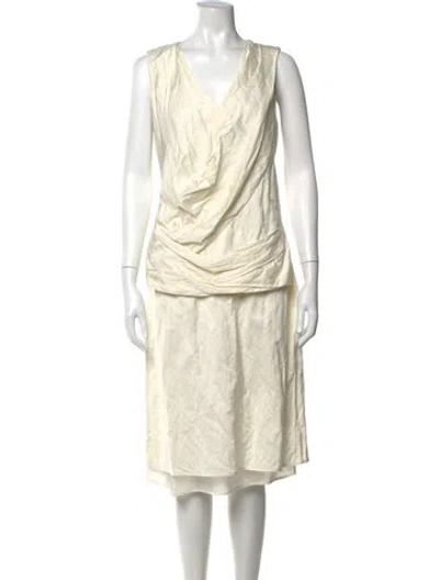Pre-owned Jil Sander V-neck Midi Length Dress In Neutrals