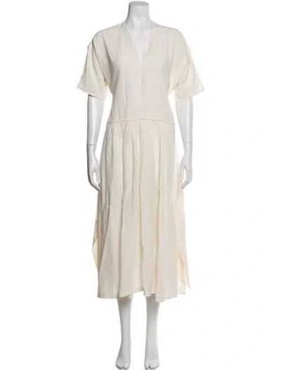 Pre-owned Jil Sander V-neck Midi Length Dress W/ Tags In Neutrals