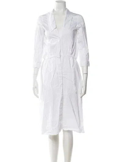 Pre-owned Jil Sander V-neck Midi Length Dress In White