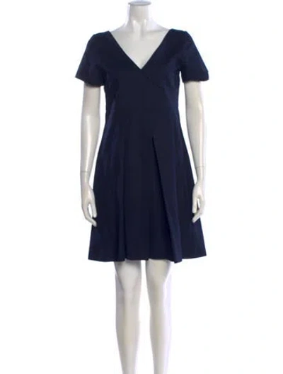 Pre-owned Jil Sander V-neck Mini Dress In Blue