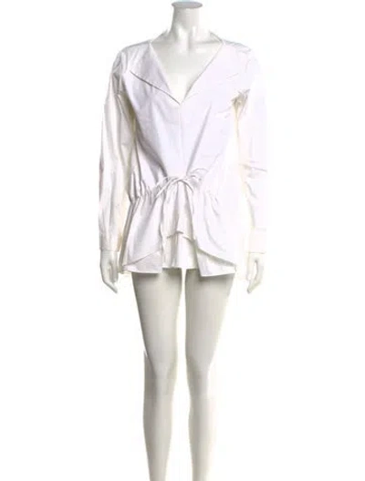 Pre-owned Jil Sander V-neck Mini Dress In White