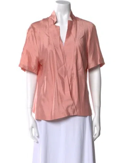 Pre-owned Jil Sander V-neck Short Sleeve Blouse In Pink