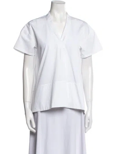 Pre-owned Jil Sander V-neck Short Sleeve Blouse W/ Tags In White
