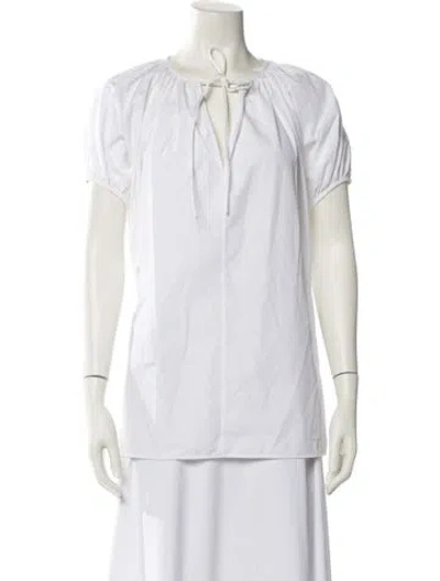 Pre-owned Jil Sander V-neck Short Sleeve Blouse In White