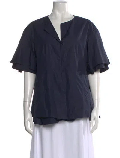 Pre-owned Jil Sander V-neck Short Sleeve Top In Blue