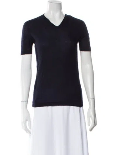 Pre-owned Jil Sander V-neck Short Sleeve T-shirt In Blue
