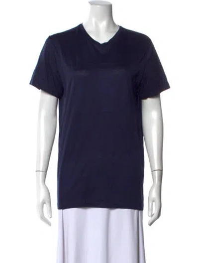 Pre-owned Jil Sander V-neck Short Sleeve T-shirt In Blue