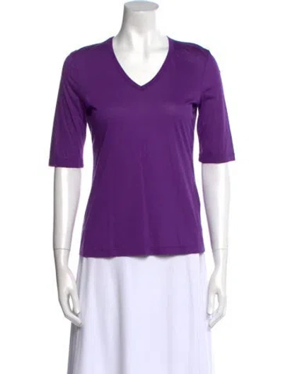 Pre-owned Jil Sander V-neck Short Sleeve T-shirt In Purple