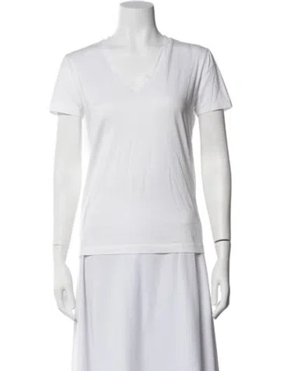 Pre-owned Jil Sander V-neck Short Sleeve T-shirt In White