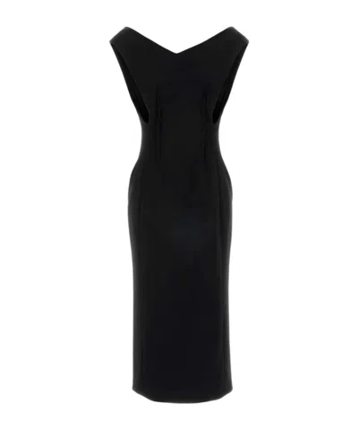 Jil Sander V-neck Sleeveless Midi Dress In Black