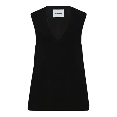 Jil Sander V-neck Sleeveless Top In Black
