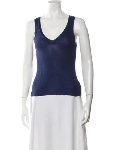 Pre-owned Jil Sander V-neck Sleeveless Top In Blue