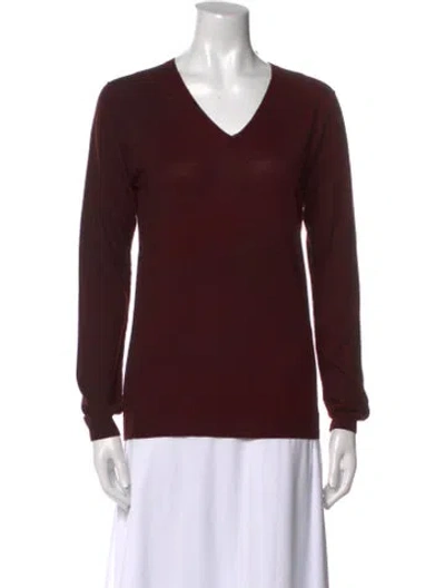 Pre-owned Jil Sander V-neck Sweater In Burgundy