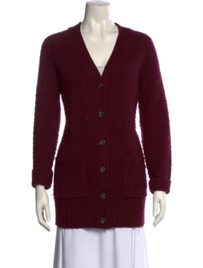 Pre-owned Jil Sander V-neck Sweater In Burgundy