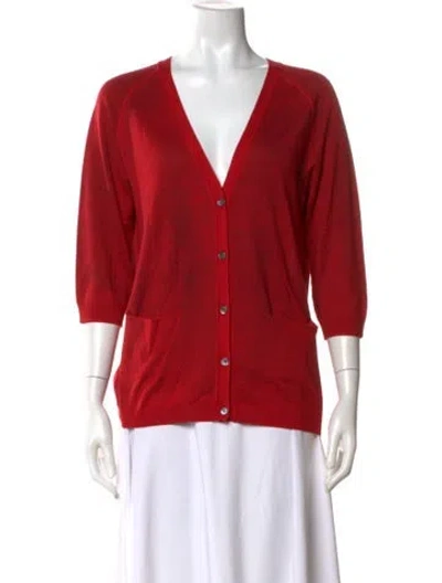 Pre-owned Jil Sander V-neck Sweater In Red