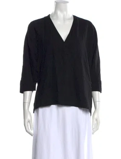 Pre-owned Jil Sander V-neck Three-quarter Sleeve Blouse In Black