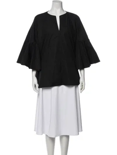 Pre-owned Jil Sander V-neck Three-quarter Sleeve Blouse In Blue