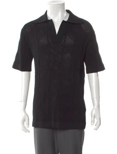 Pre-owned Jil Sander V-neck Three-quarter Sleeve Polo Sweater In Black