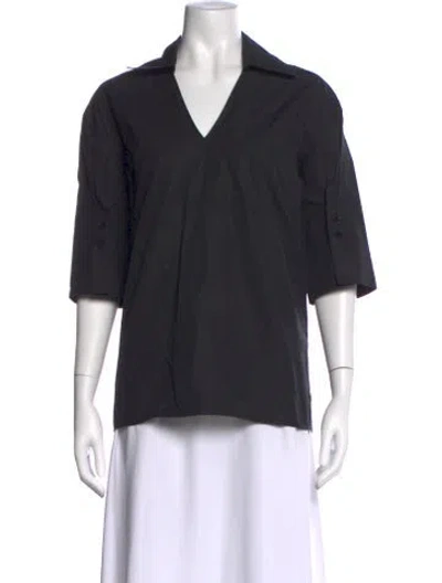 Pre-owned Jil Sander V-neck Three-quarter Sleeve Top In Black