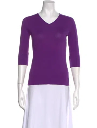 Pre-owned Jil Sander V-neck Three-quarter Sleeve Top In Purple