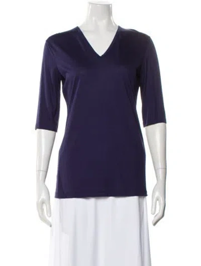 Pre-owned Jil Sander V-neck Three-quarter Sleeve T-shirt In Blue