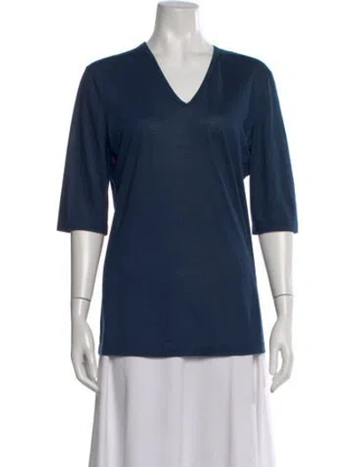 Pre-owned Jil Sander V-neck Three-quarter Sleeve T-shirt In Blue