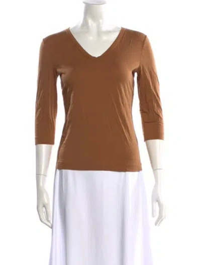Pre-owned Jil Sander V-neck Three-quarter Sleeve T-shirt In Brown