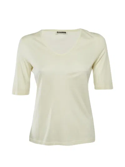 Pre-owned Jil Sander V-neck T-shirt In White