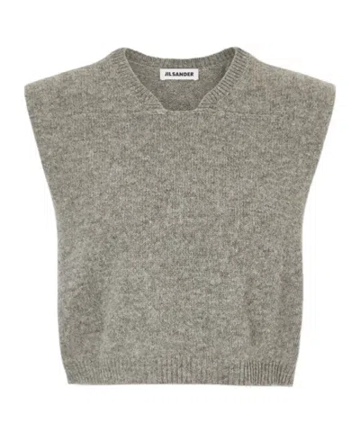 Jil Sander V-neck Vest In Gray