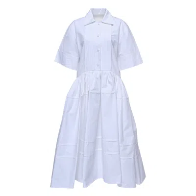 Jil Sander Voluminous Gathered Shirt Dress In Burgundy