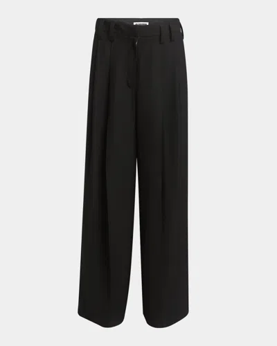 Jil Sander Voluminous Pleated Wide-leg Pants In Black