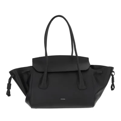 Jil Sander Voyage Small Leather Bag In Black
