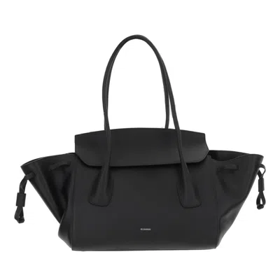 Jil Sander Voyage Small Leather Bag In Black