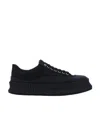 Jil Sander Lace-up Canvas Sneakers With Chunky Sole In Black