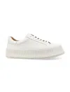 Jil Sander Ridged Sole Leather Sneakers In White