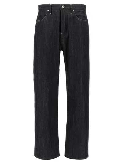 JIL SANDER BLUE JEANS WITH BELT LOOPS AND LOGO PATCH ON THE REAR IN DENIM MAN