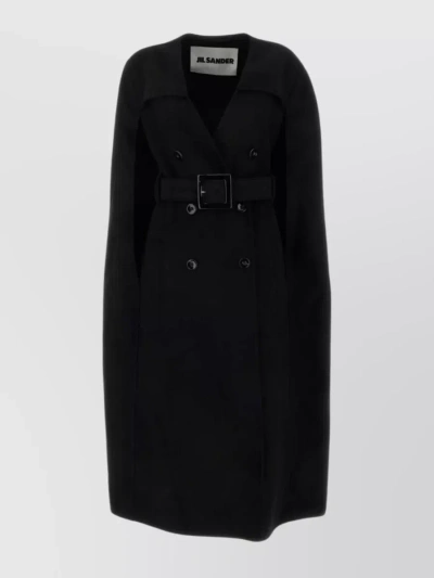 Jil Sander Waist Belted Double-breasted Trench Coat In Black