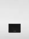 Jil Sander Black Leather Card Holder With Contrasting Stitching In 黑色