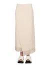 Jil Sander Wrap-effect Fringed Cotton-blend Maxi Skirt In Powder