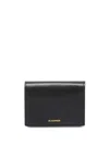 Jil Sander Logo-stamp Leather Card Holder In Black