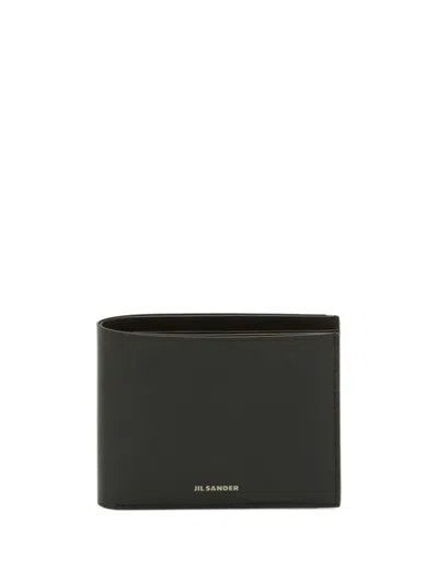 Jil Sander Calf Leather Wallet With Printed Logo On The Front In Black