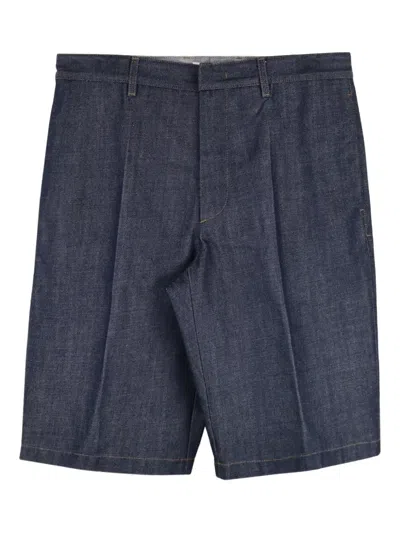 Jil Sander Washed Pleated Shorts In Blue