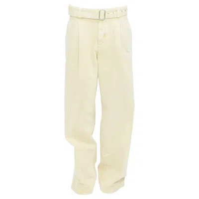 Pre-owned Jil Sander + Washed Yellow Cotton Belted Wide Leg Pants Fr38 M