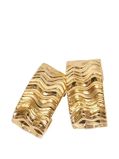 Jil Sander Wave-textured Hoop Earrings In Gold