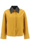 JIL SANDER FLARED CUT COTTON JACKET WITH LEATHER COLLAR FOR WOMEN