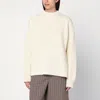 Jil Sander Stand-up Collar Ribbed Sweater In White