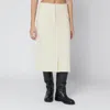 Jil Sander High Waisted Wool Skirt Featuring Slits In White