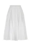 Jil Sander Pleated Midi Skirt In Lightweight Organdy In White